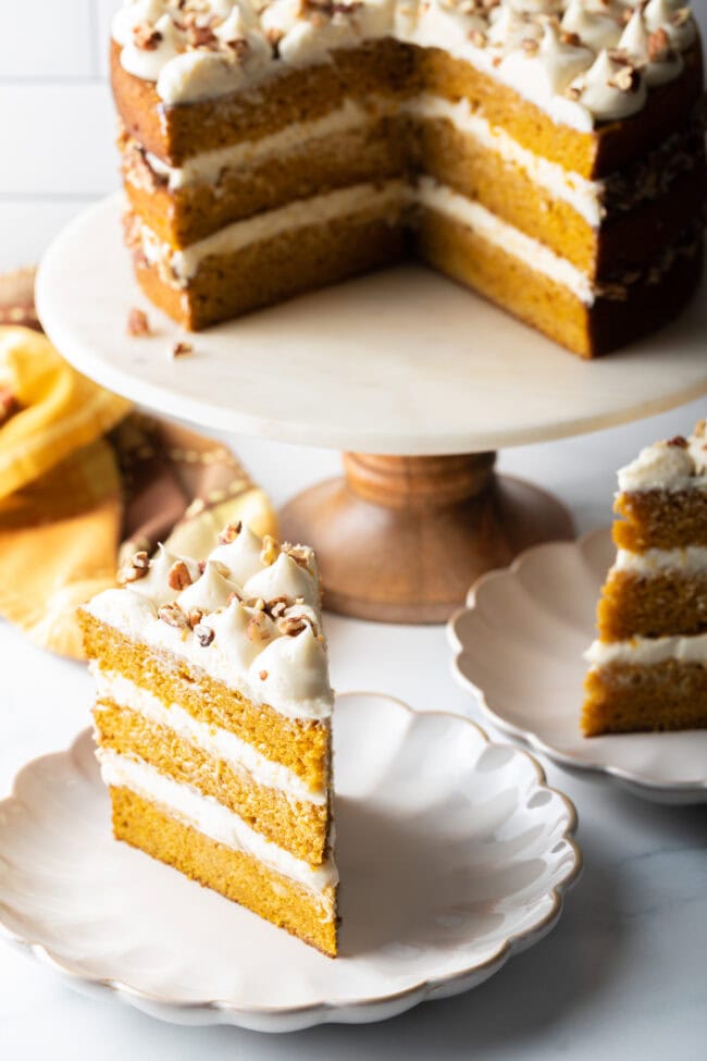 sliced spice cake with pumpkin