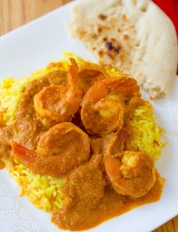 Quick Shrimp Rogan Josht with Saffron Basmati Rice Recipe
