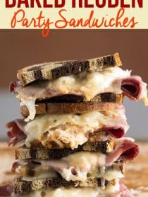 Oven Baked Reuben Party Sandwiches Recipe #ASpicyPerspective #partysandwiches #bakedsandwiches