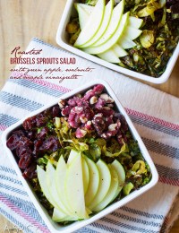 Roasted Brussels Sprouts Salad with Green Apple, Walnuts, Cranberries, and Maple Champagne Vinaigrette