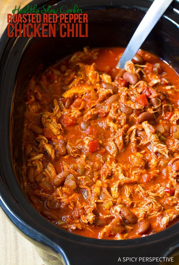 Crockpot Chicken Chili Recipe in a black pot