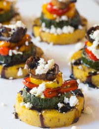 Healthy Sheet Pan Roasted Vegetable Polenta Stacks - A Vegetarian and Gluten Free Recipe!