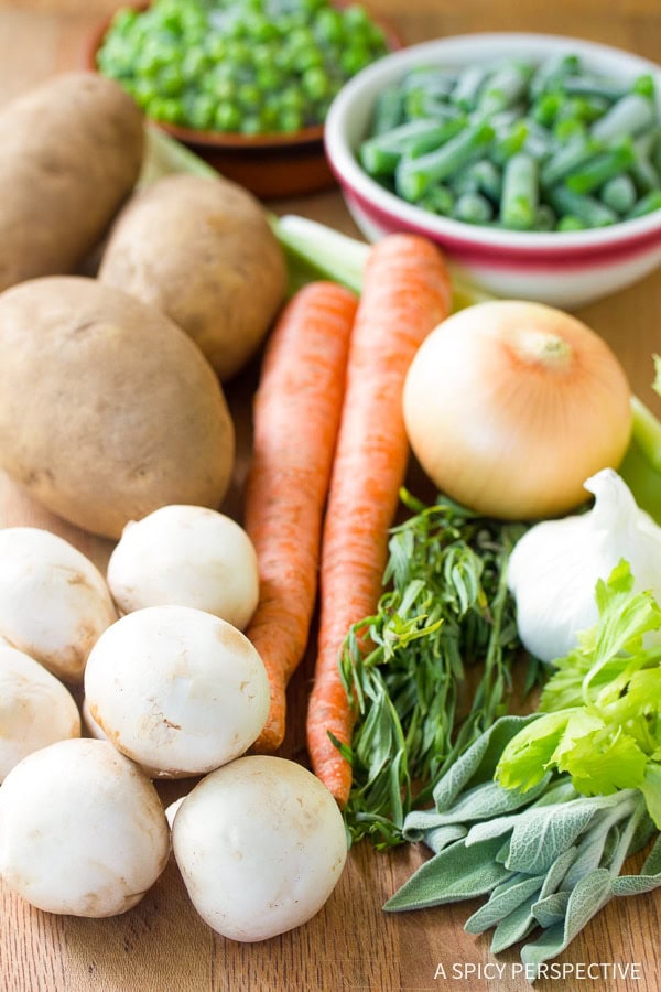 Ingredients needed for turkey pot pie. 