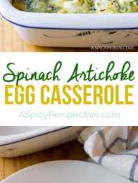 Zesty Spinach Artichoke Egg Casserole (Low Carb, Vegetarian & Gluten Free!) | ASpicyPerspective.com