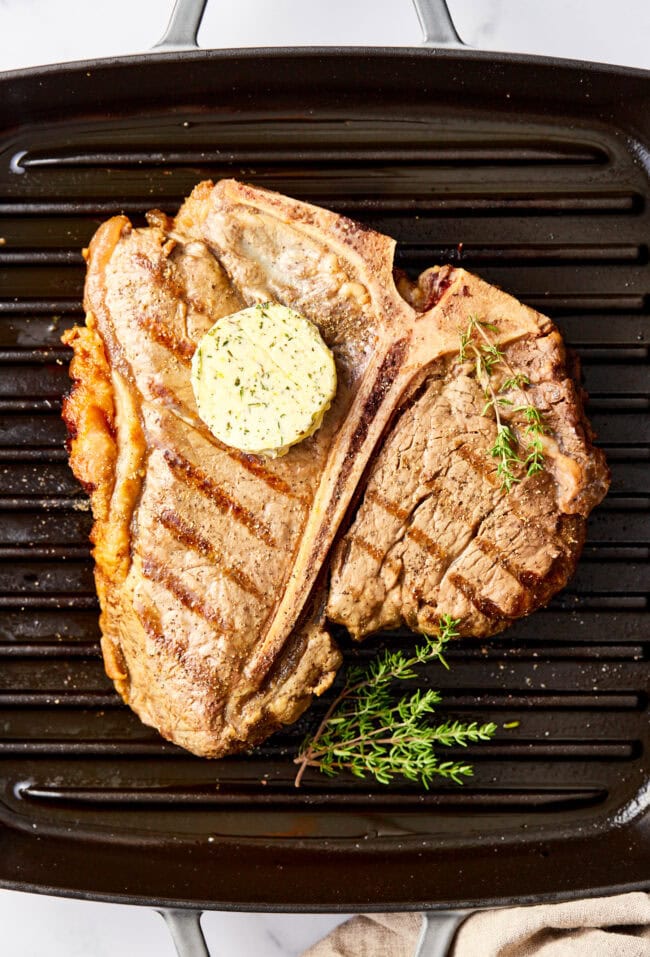 grilling porterhouse steaks - on grill pan