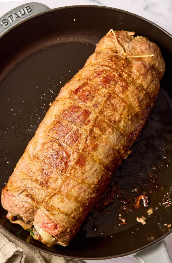 Seared flank steak - rolled and stuffed