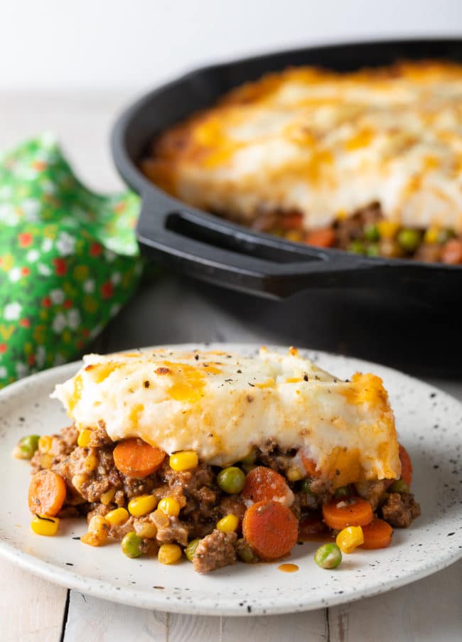 Portion of the Cottage Pie served on a plate