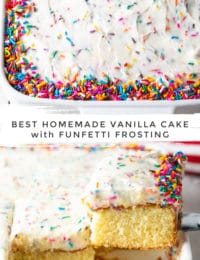 Homemade Vanilla Cake Recipe #ASpicyPerspective #vanilla #cake #birthday #layer #sheet #party