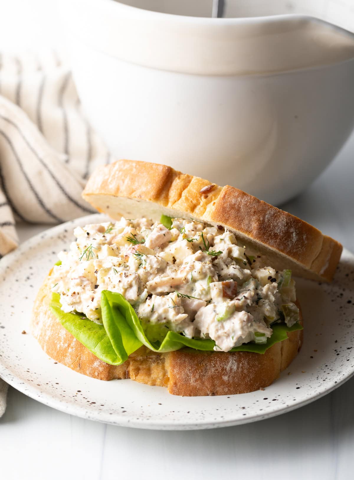 bread with lettuce and homemade classic tuna salad