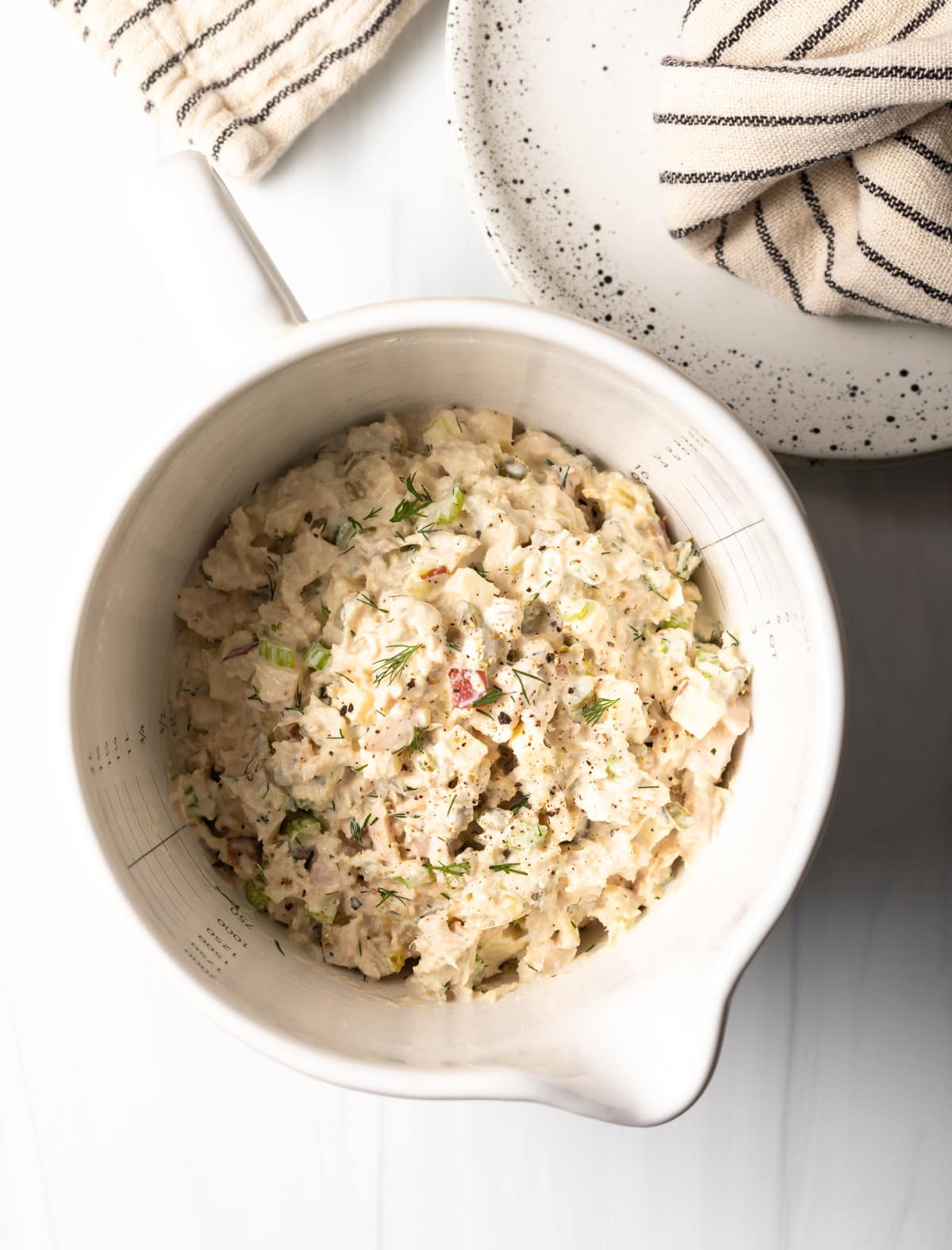 overhead view of homemade classic tuna salad