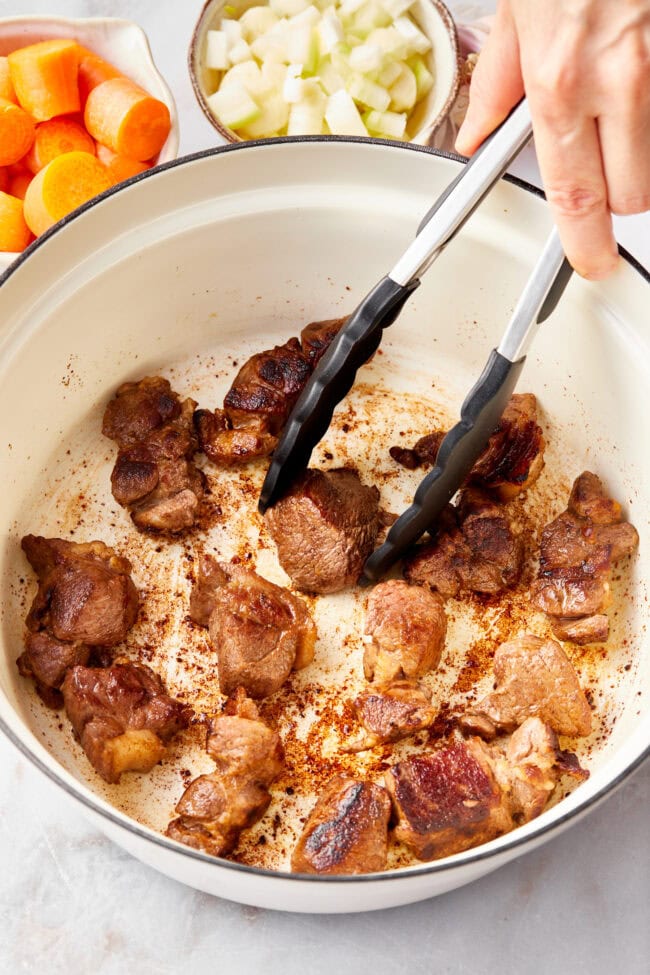 Step by step photos on how to make bourguignon.