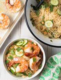 Vietnamese Fresh Spring Roll Bowls Recipe #ASpicyPerspective #shrimp #glutenfree #rice #vietnamese